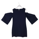 TRINA TURK COLD SHOULDER LONG SLEEVE DESIGNER DRESS NAVY 6
