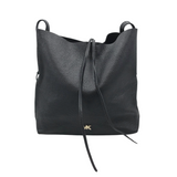 MICHAEL KORS "JUNIE" LARGE LEATHER MESSENGER HANDBAG BLACK