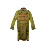 BIYA EMBROIDERED LONGLINE DENIM DESIGNER JACKET YELLOW XSMALL