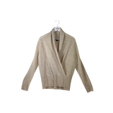 ANN TAYLOR SURPLICE LONG SLEEVE CASHMERE SWEATER CREAM LARGE
