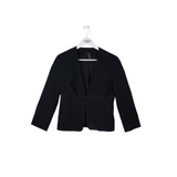 BCBGMAXAZRIA DOTS LONG SLEEVE DESIGNER BLAZER BLACK WHITE MEDIUM