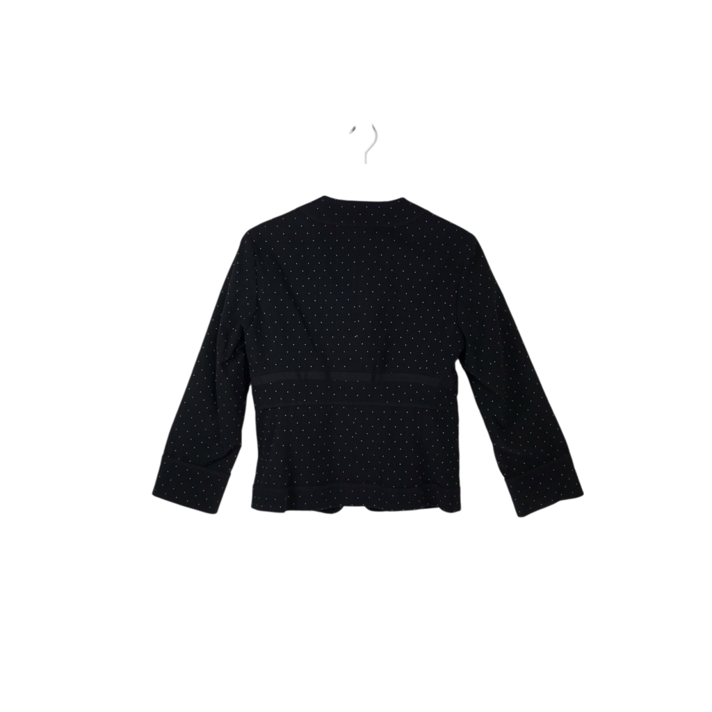 BCBGMAXAZRIA DOTS LONG SLEEVE DESIGNER BLAZER BLACK WHITE MEDIUM