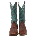 ARIAT WESTERN SQUARE TOE BOOTS TEAL/BROWN 7.5