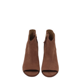 OPEN TOE BOOTIE BOOTS BROWN 6.5M
