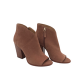 OPEN TOE BOOTIE BOOTS BROWN 6.5M