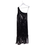 MAEVE NWT$230 MAXI SEQUIN ONE SHOULDER DESIGNER DRESS BLACK SMALL