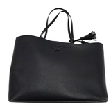 TORY BURCH PEBBLED LEATHER TOTE HANDBAG BLACK