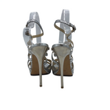JIMMY CHOO "DART" STRAPPY HEELS LUXE SHOES SILVER 37