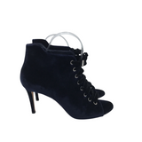 JIMMY CHOO VELVET LACE UP HEELS LUXE SHOES NAVY 40