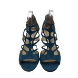 JIMMY CHOO SUEDE CUTOUT HEELS LUXE SHOES TEAL 40.5