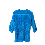 JOHNNY WAS EMBROIDERED DESIGNER TOP BLUE MEDIUM