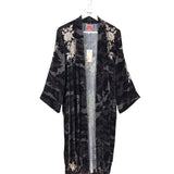 JOHNNY WAS NWT$365 VELOUR CAMO DESIGNER CARDIGAN GREY BLACK SMALL