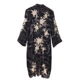 JOHNNY WAS NWT$365 VELOUR CAMO DESIGNER CARDIGAN GREY BLACK SMALL