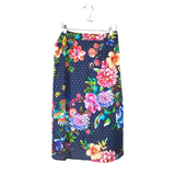 JOHNNY WAS RET$178 WRAP MIDI COVERUP DESIGNER SKIRT NAVY PURPLE SMALL