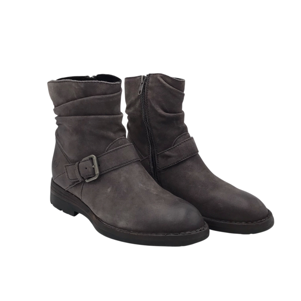 BORN BUCKLE ANKLE BOOTIES BOOTS GRAY 8.5M