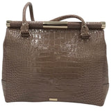 KATE SPADE CROC EMBOSSED SATCHEL HANDBAG BROWN