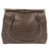 KATE SPADE CROC EMBOSSED SATCHEL HANDBAG BROWN