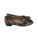 VALENTINO BEADED BUTTERFLY FLATS LUXE SHOES TAUPE/BLACK 40