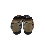 VALENTINO BEADED BUTTERFLY FLATS LUXE SHOES TAUPE/BLACK 40