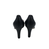 GUCCI "MALAGA" GG LEATHER PUMPS LUXE SHOES BLACK 38.5