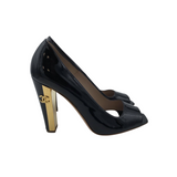 CHANEL TIMELESS PATENT LEATHER PUMPS LUXE SHOES BLACK 38