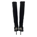 DONALD J PLINER KNEE SUEDE DESIGNER BOOTS BLACK 8M