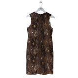 TORY BURCH PRINT SLEEVELESS DESIGNER DRESS BEIGE BROWN 6