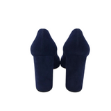 PRADA SUEDE PEEP-TOE PUMPS LUXE SHOES NAVY `40