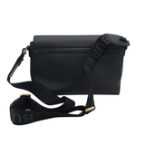 BURBERRY RET:$1595 NOTE LEATHER & VINTAGE CHECK CROSSBODY LUXE HANDBAG BLACK