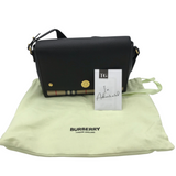 BURBERRY RET:$1595 NOTE LEATHER & VINTAGE CHECK CROSSBODY LUXE HANDBAG BLACK