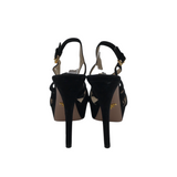 PRADA SUEDE SLINGBACK PLATFORM HEELS LUXE SHOES BLACK 38.5