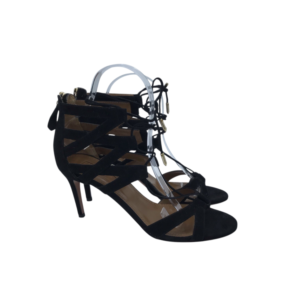 HEEL STRAPPY SANDAL DESIGNER SHOES BLACK 8