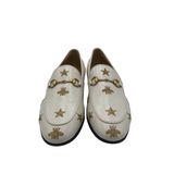 GUCCI LEATHER JORDAAN LOAFERS w/ BEES & STARS LUXE SHOES TAUPE 41