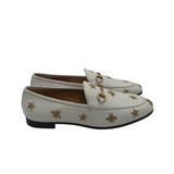 GUCCI LEATHER JORDAAN LOAFERS w/ BEES & STARS LUXE SHOES TAUPE 41