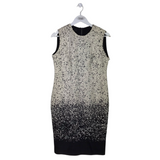 BURBERRY BRIT DEGRADE SLEEVELESS WOOL LUXE DRESS WHITE BLACK 44