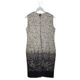 BURBERRY BRIT DEGRADE SLEEVELESS WOOL LUXE DRESS WHITE BLACK 44