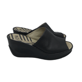 FLY LONDON WEDGE SLIDE SHOES BLACK 10