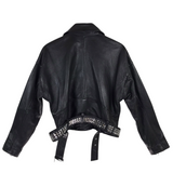 DKNY STUDS LEATHER MOTO DESIGNER JACKET BLACK SMALL