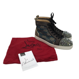 CHRISTIAN LOUBOUTIN LOUIS CRYSTAL EMBELLISHMENT SNEKERS MEN SHOE TEAL/BROWN 41