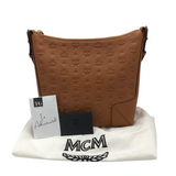 MCM KLANA MM LEATHER HOBO LUXE HANDBAG COGNAC