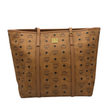 MCM LEATHER TOP ZIP LUXE HANDBAG COGNAC