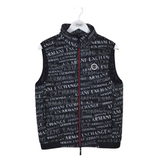 ARMANI EXCHANGE LOGO QUILTED ZIP MEN VEST BLACK WHITE MEDIUM