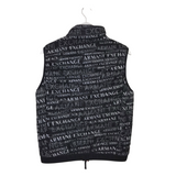ARMANI EXCHANGE LOGO QUILTED ZIP MEN VEST BLACK WHITE MEDIUM