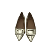 AQUATALIA RET $169 WATER REPELLENT LEATHER FLATS SHOES GOLD 10