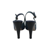 SALVATORE FERRAGAMO LEATHER SLINGBACK HEEL SHOES BLUE 8