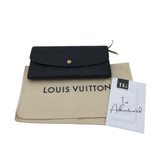 LOUIS VUITTON "EMILIE" MONOGRAM EMPREINTE LEATHER LUXE WALLET BLACK