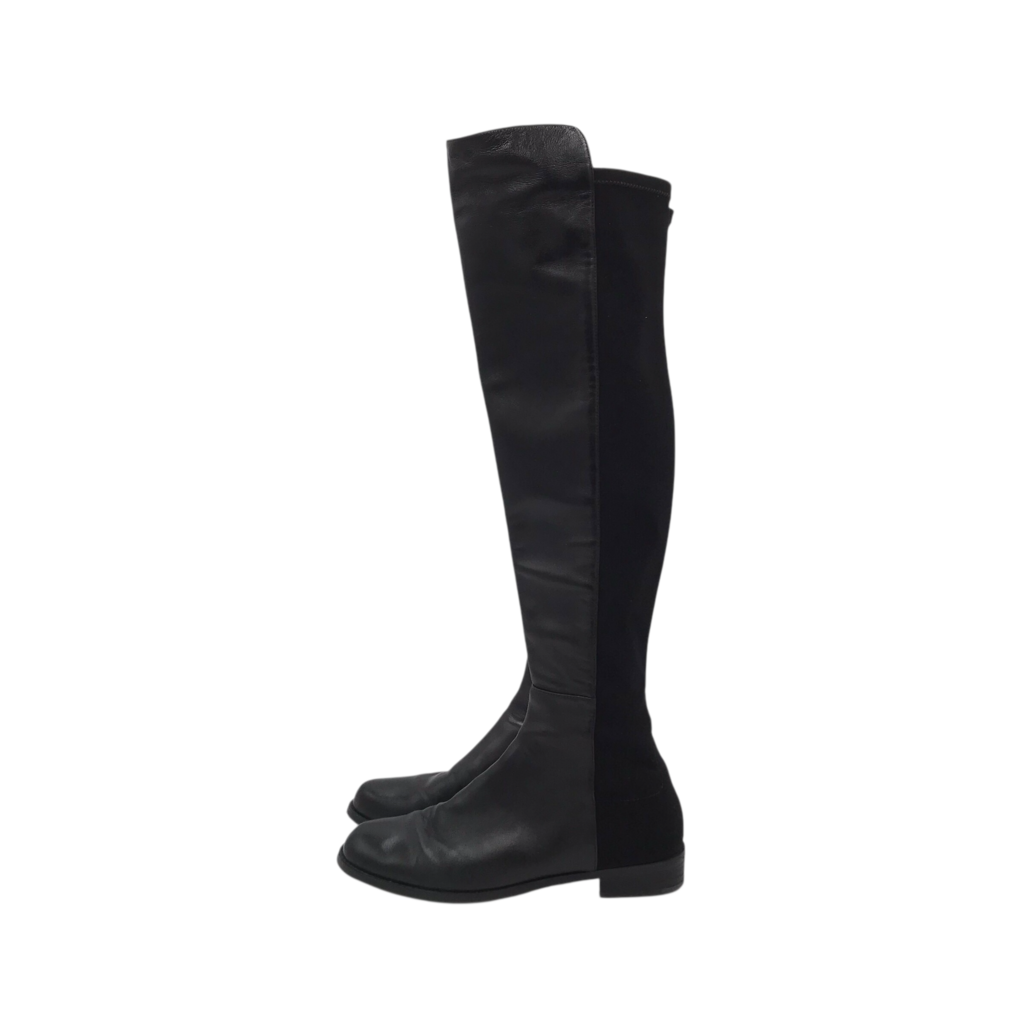 RET$850 LEATHER OVER THE KNEE DESIGNER BOOTS BLACK 8M