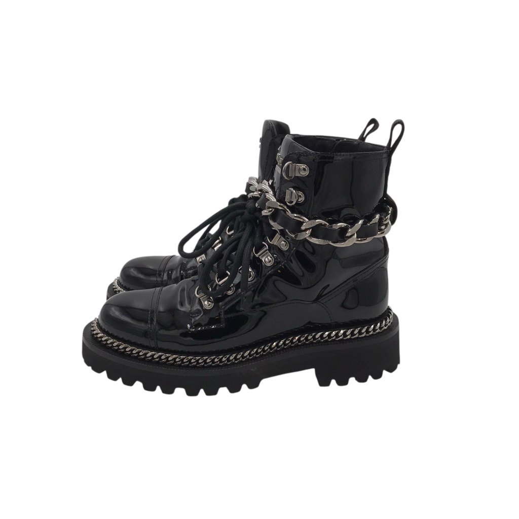 BALMAIN RET$1,995 COMBAT LACE UP LUXE BOOTS BLACK 6.5B