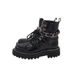 BALMAIN RET$1,995 COMBAT LACE UP LUXE BOOTS BLACK 6.5B