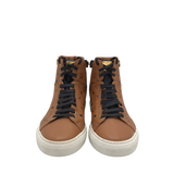 MCM LEATHER HIGH TOP MEN SHOE BROWN 41